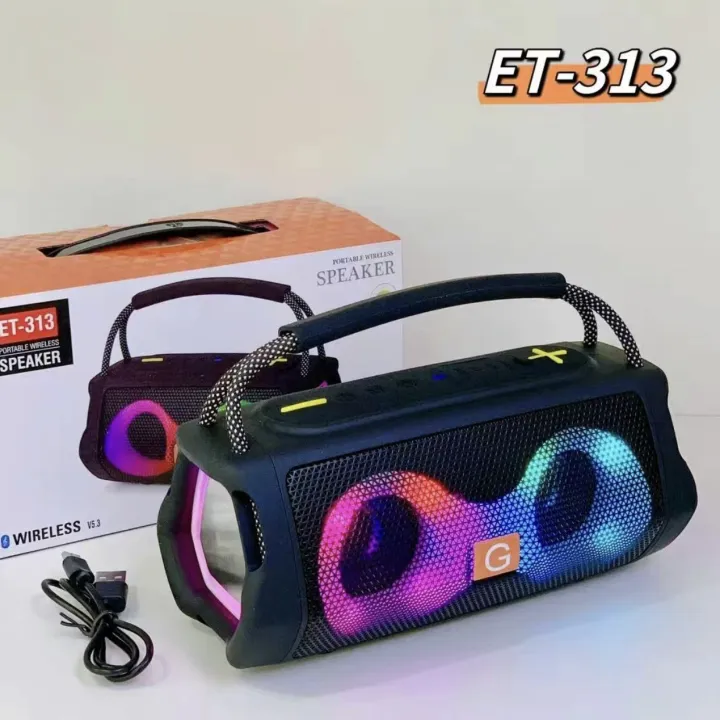 ET 313 Wireless Party Bass Speaker Hi-Fi Sound • RGB Colorful Lights • Bluetooth Connectivity • FM Radio • USB/TF Card Support