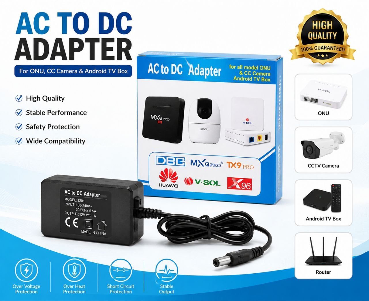 AC to DC Adapter – ONU, CCTV Camera & Android TV Box Power Adapter Zonex.com.bd